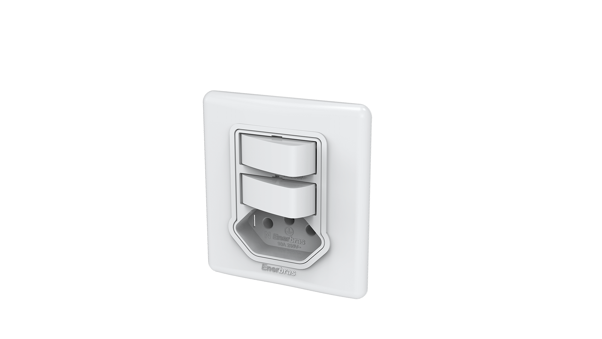 Conjunto interruptor 2 teclas simples + tomada 10A