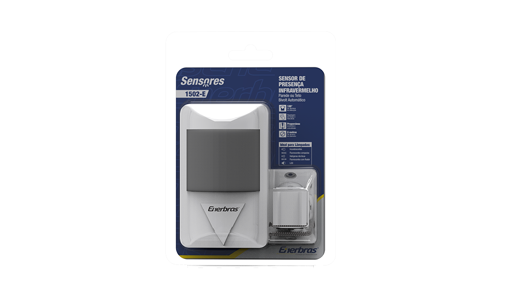Sensor de presença parede temporizador com fotocélula