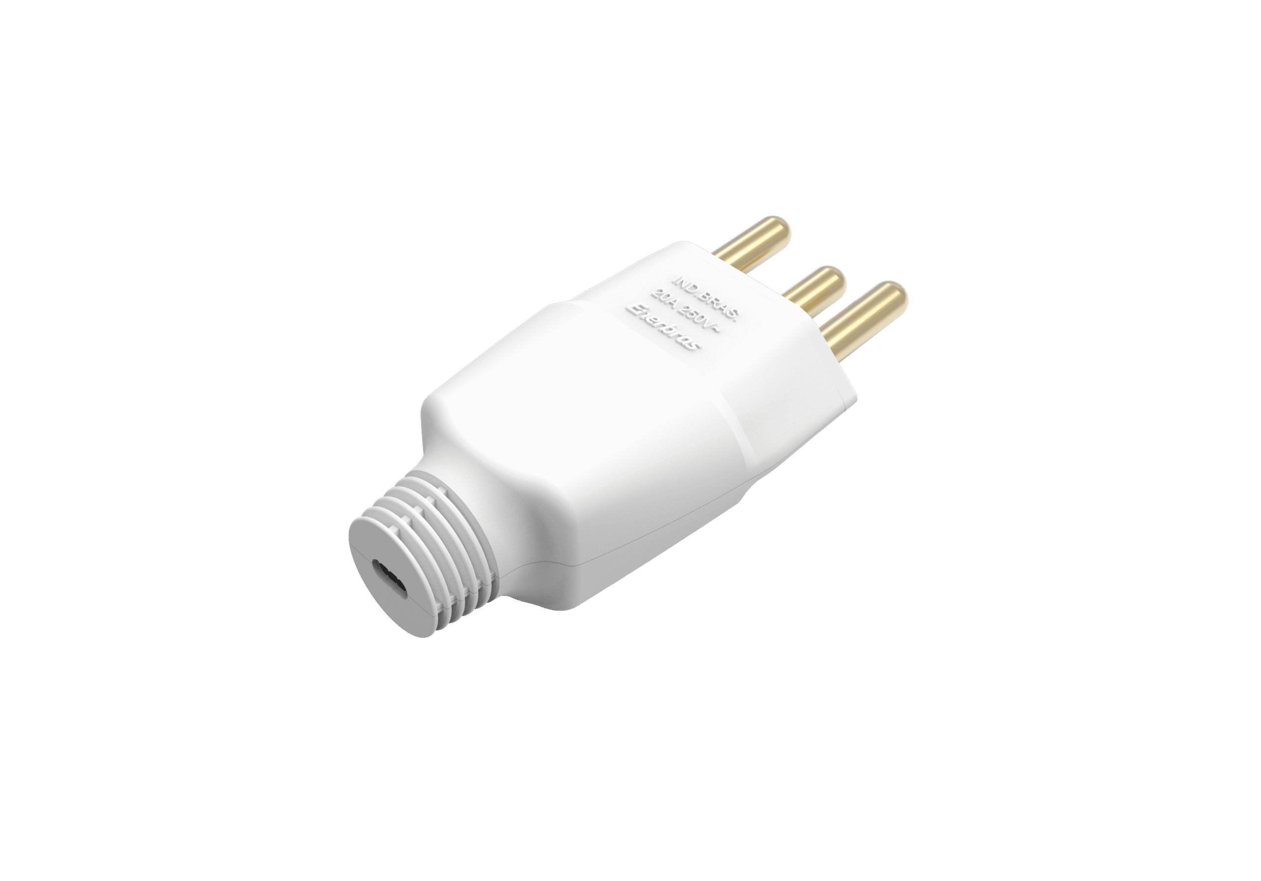 Plugue 2P+T 20A branco embalagem granel