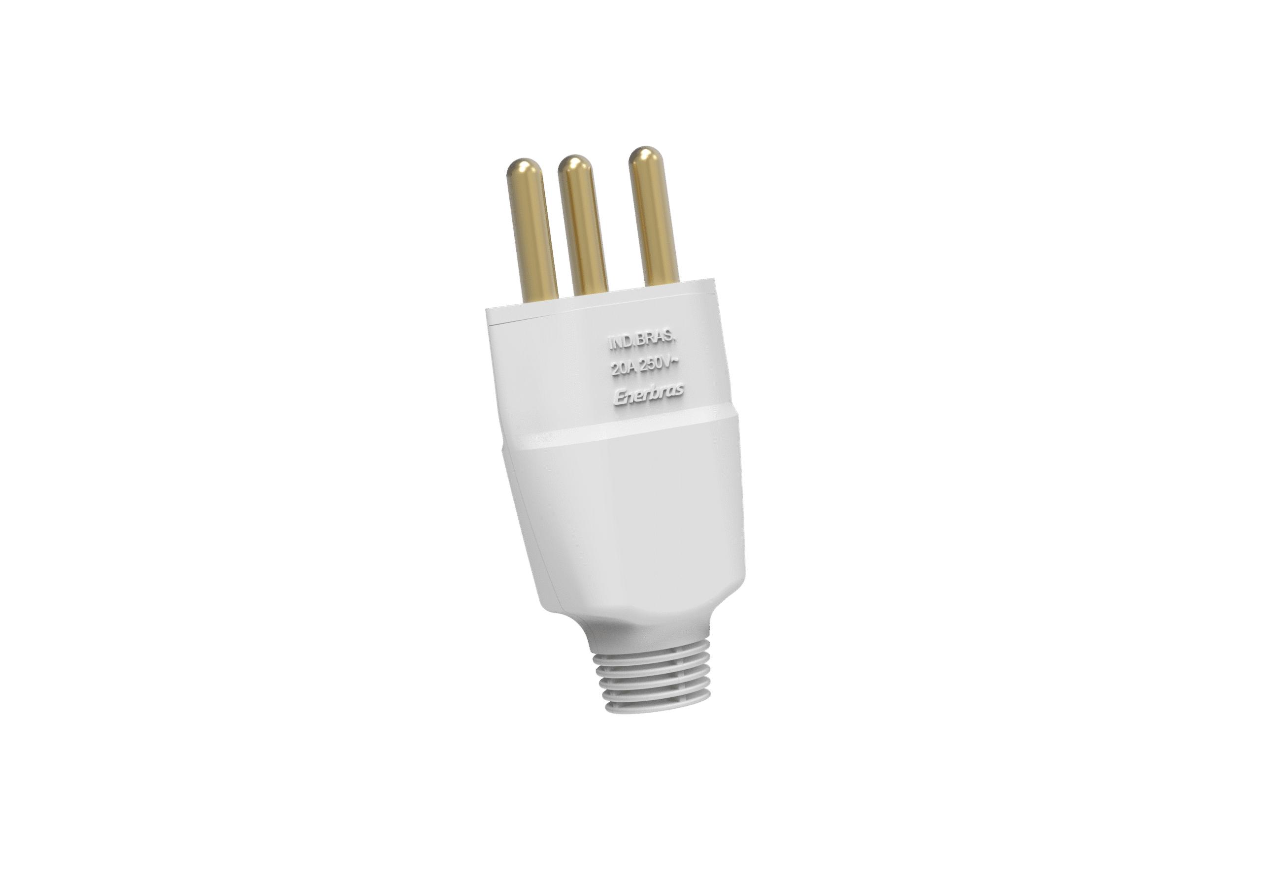 Plugue 2P+T 20A branco embalagem granel