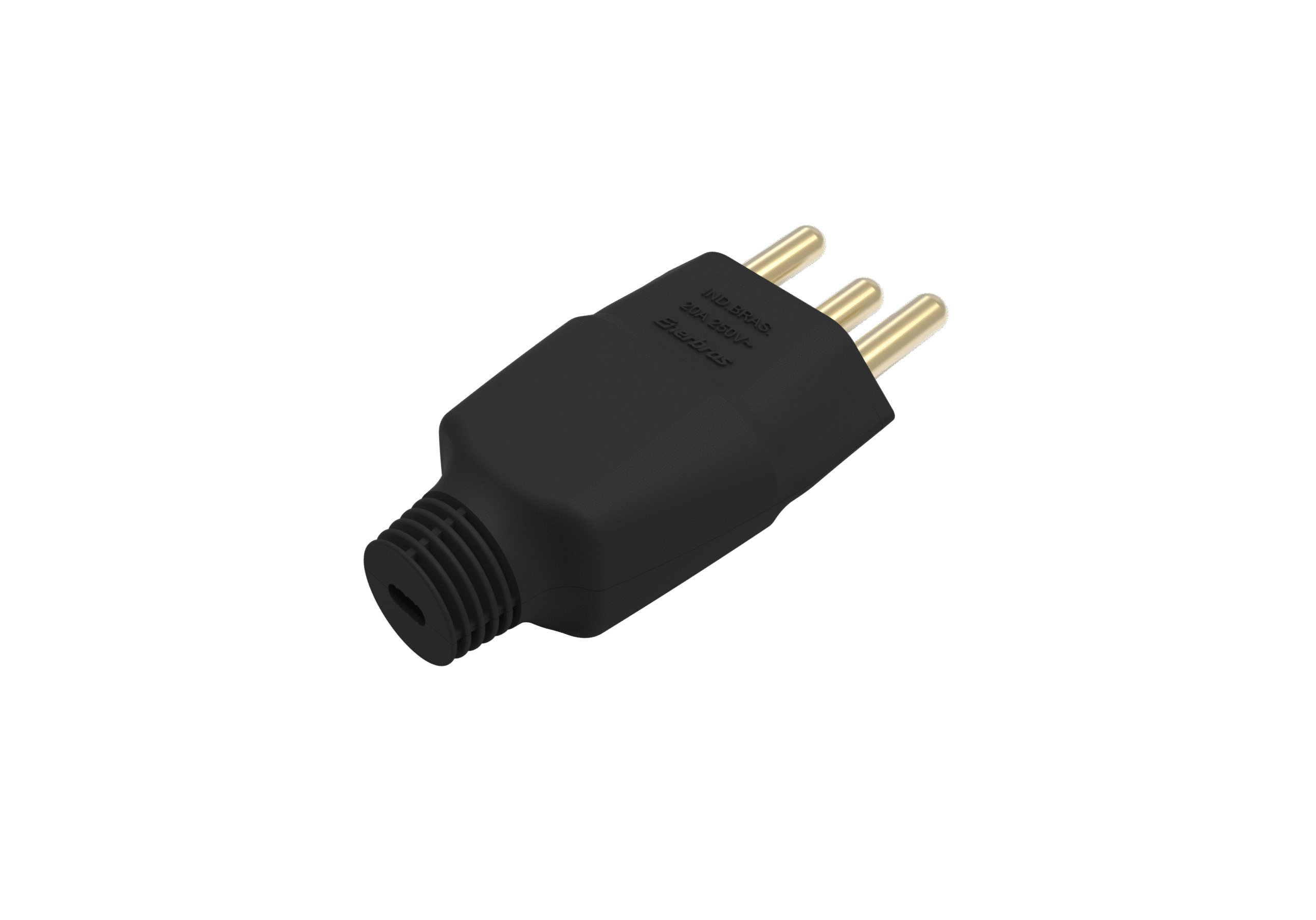 Plugue 2P+T 20A preto embalagem flowpack