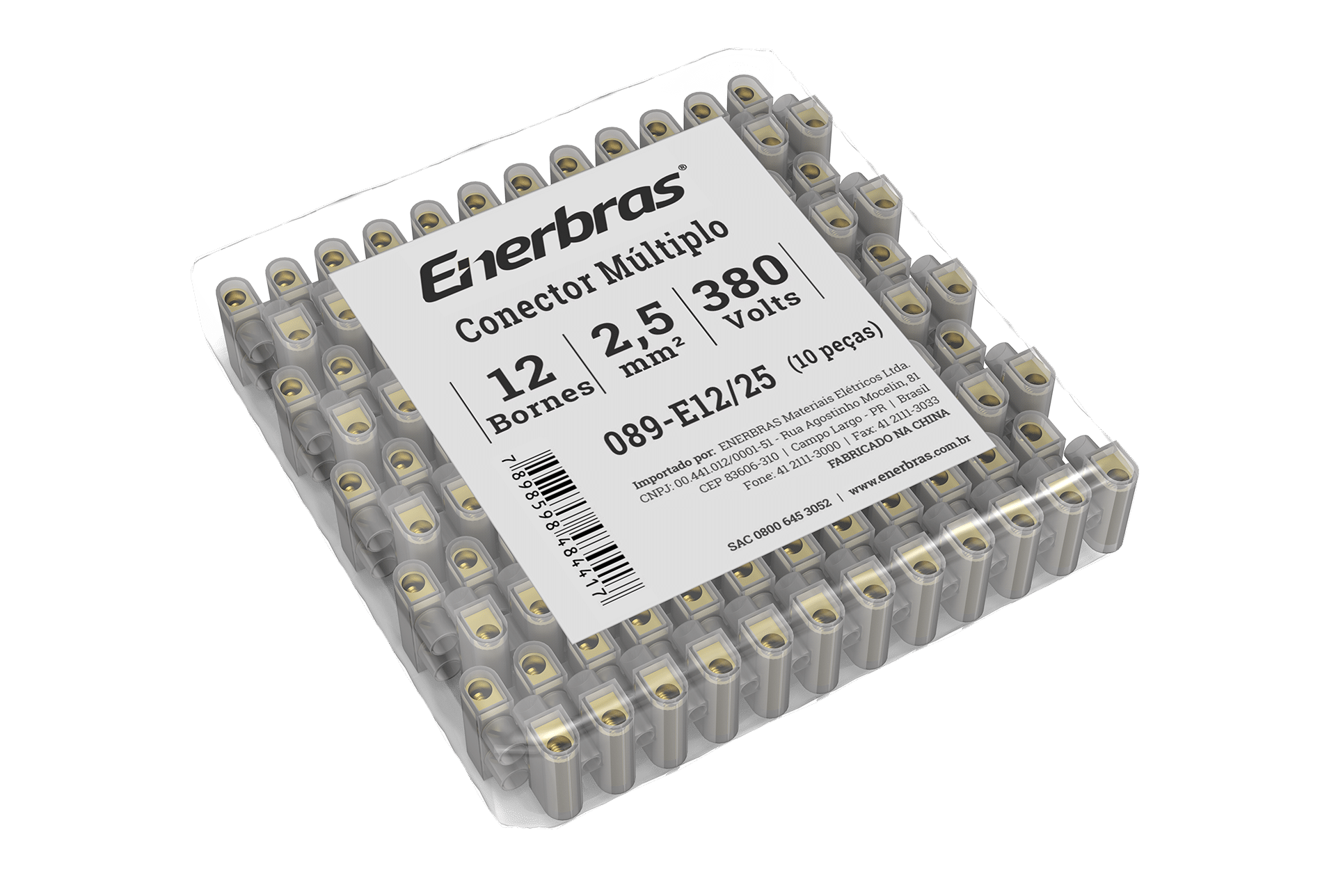Conector múltiplo 12 bornes 2,5mm² (embalagem pacote)