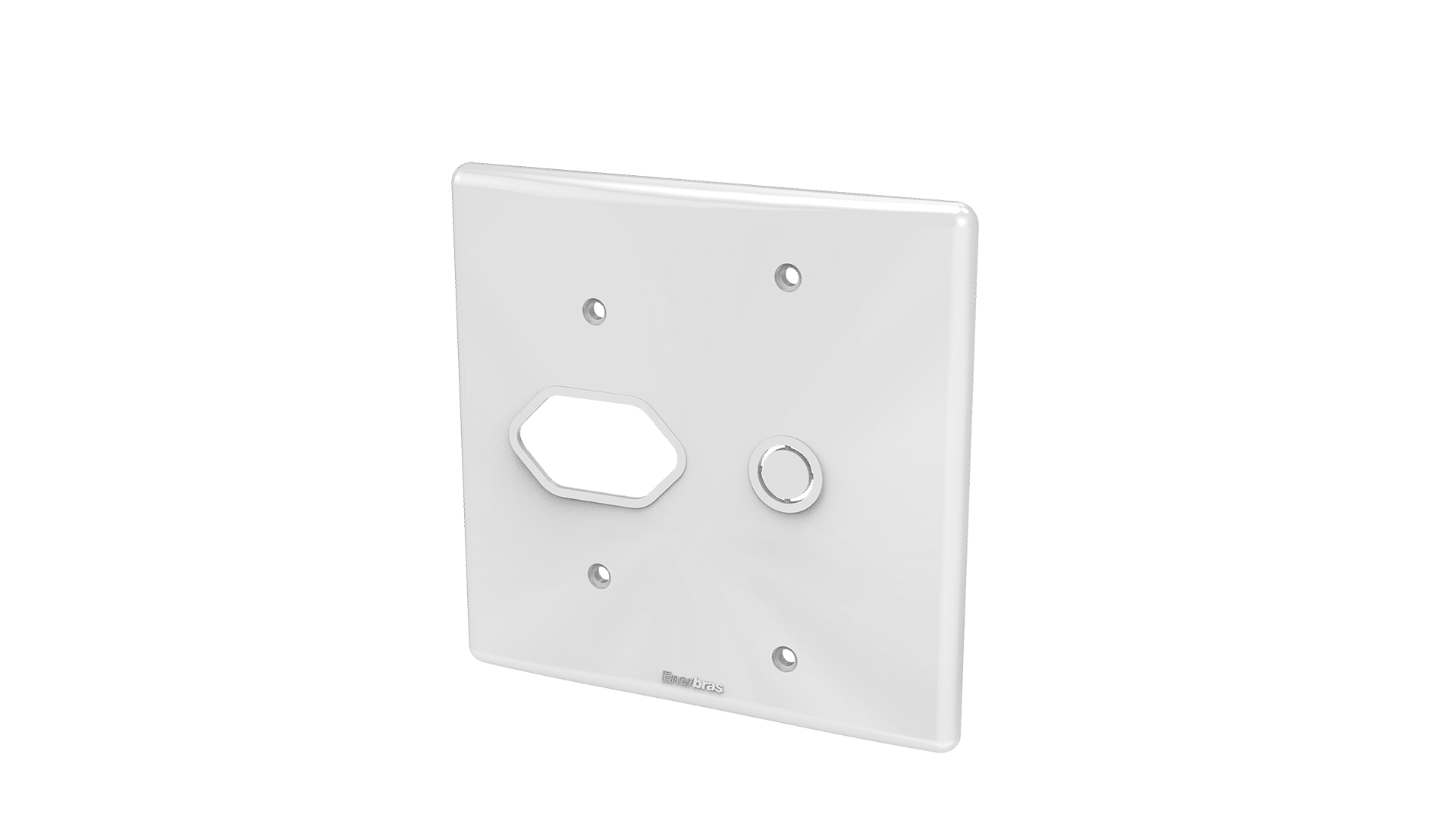 Placa 4x4" tomada + saída de fio ø1/2"