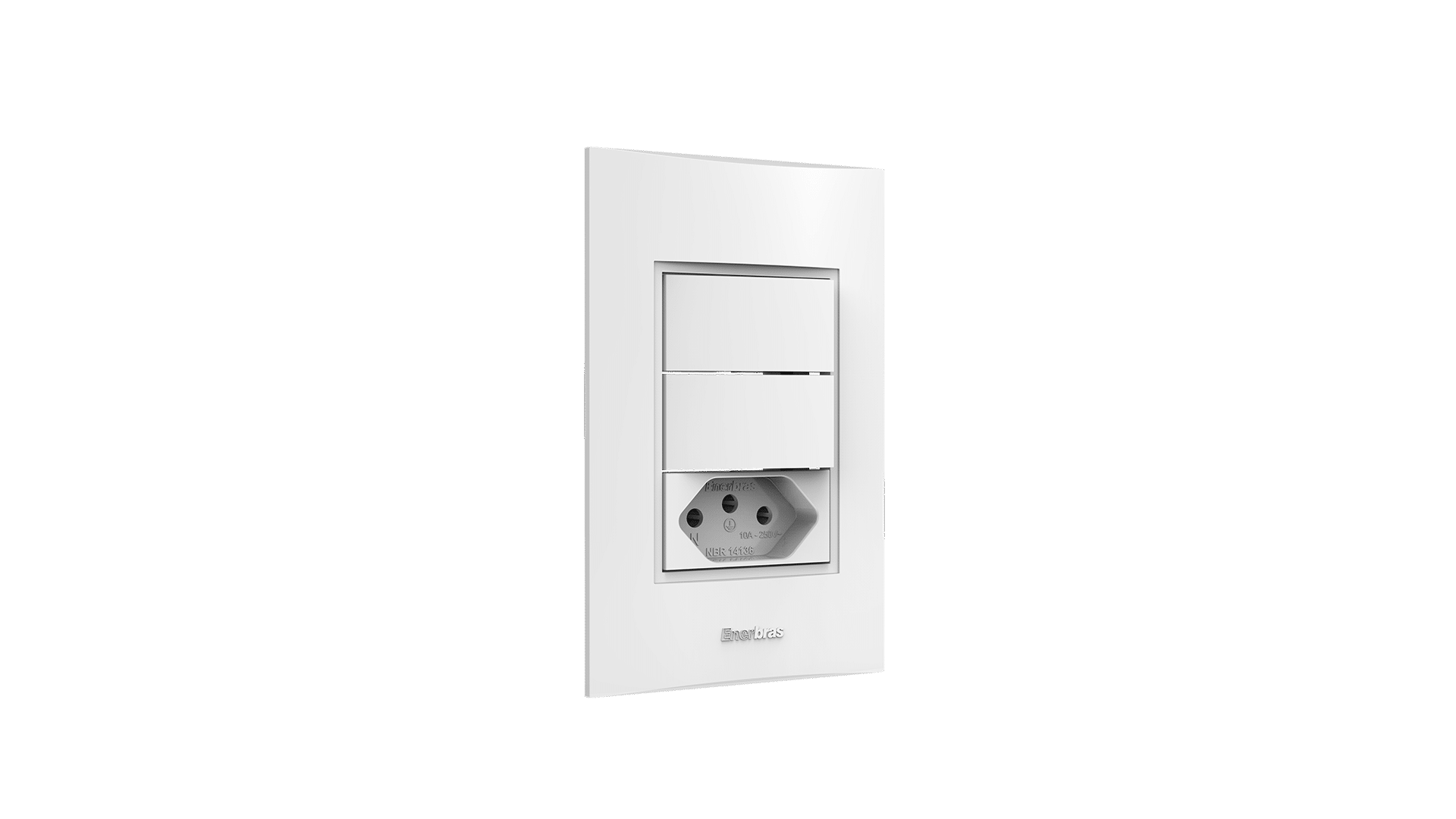 Conjunto interruptor 2 teclas simples + tomada 10A