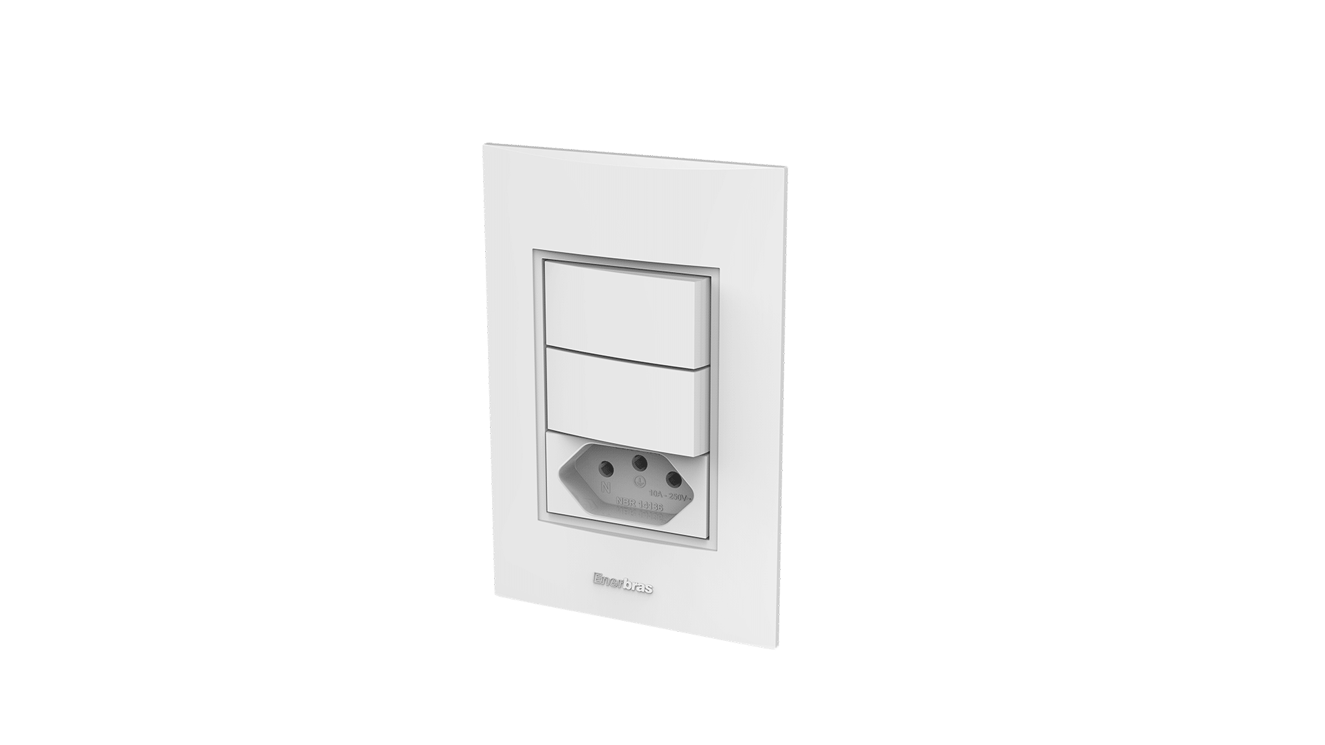 Conjunto interruptor 2 teclas simples + tomada 10A