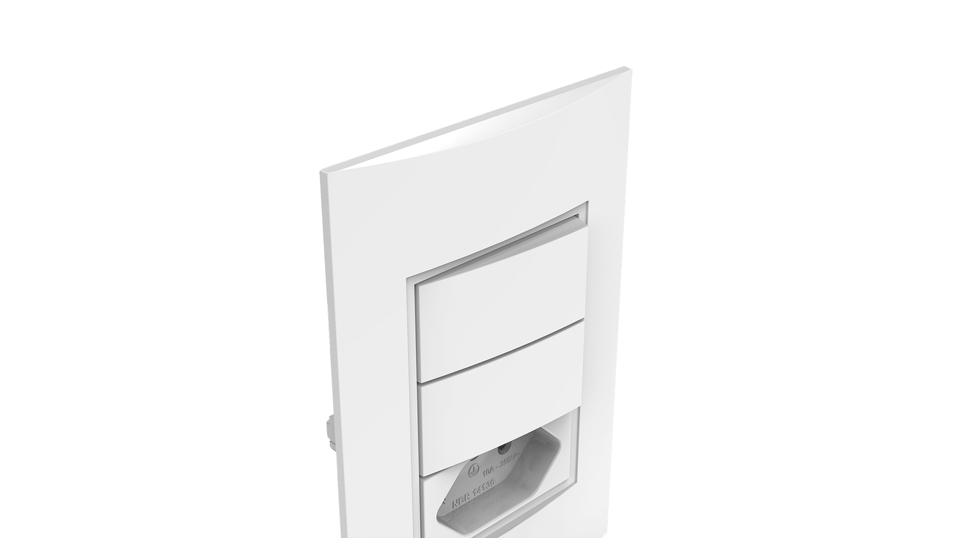 Conjunto interruptor 2 teclas simples + tomada 10A