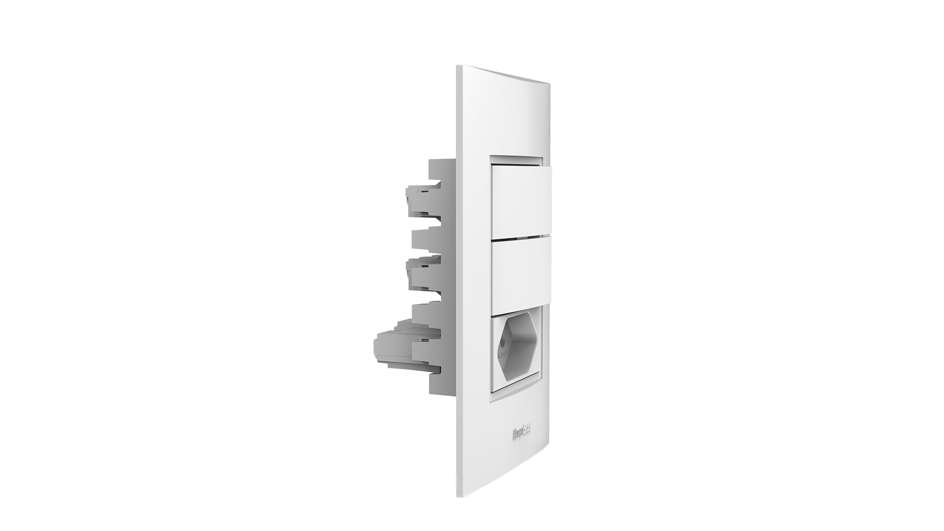 Conjunto interruptor 2 teclas simples + tomada 10A