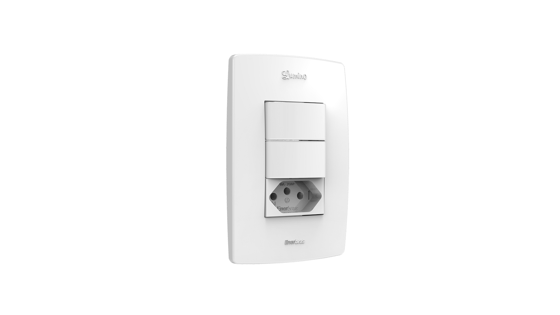 Conjunto interruptor 2 teclas simples + tomada 10A