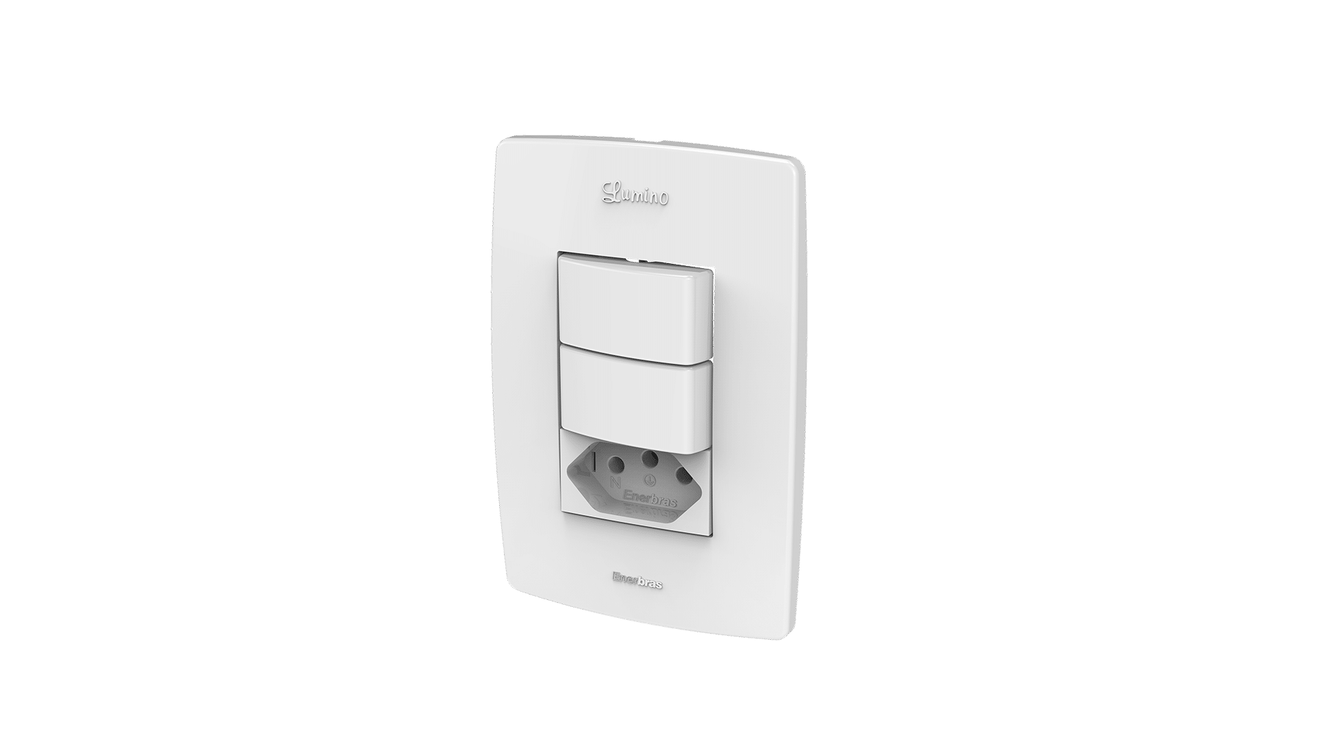Conjunto interruptor 2 teclas simples + tomada 10A