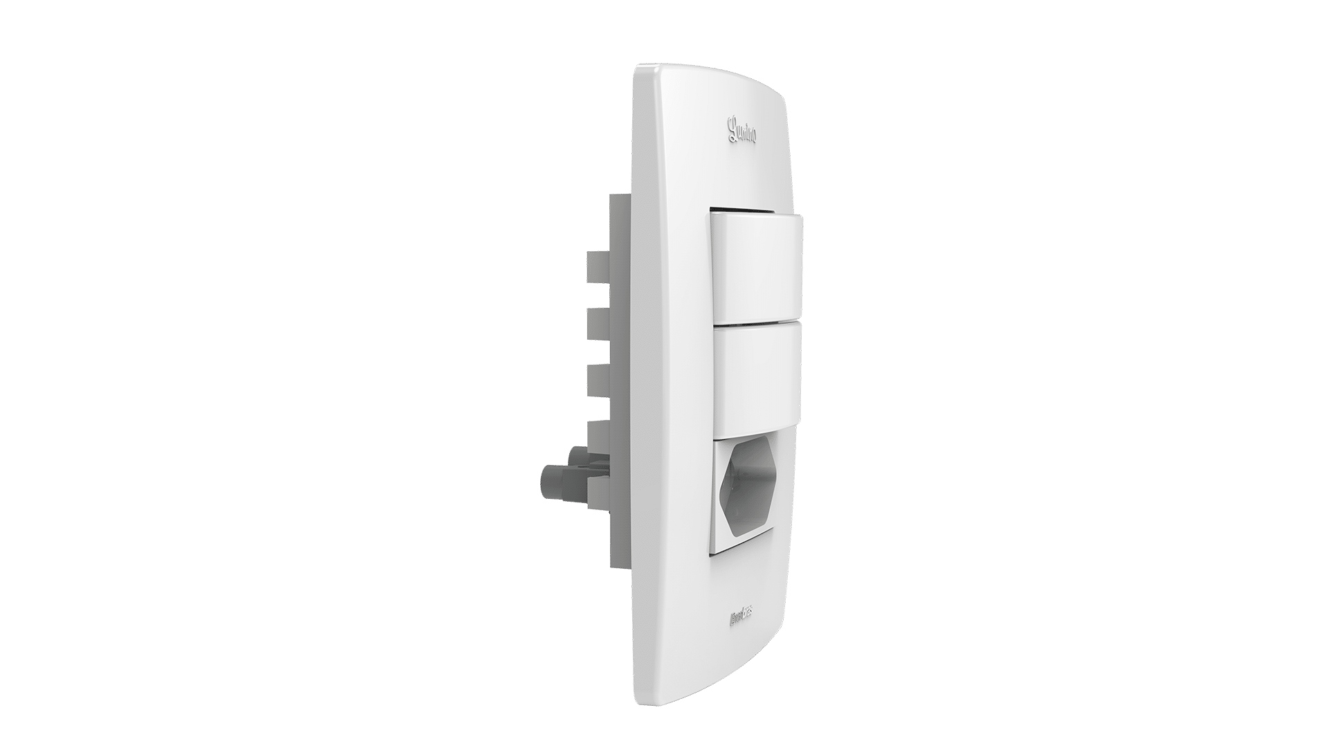 Conjunto interruptor 2 teclas simples + tomada 10A
