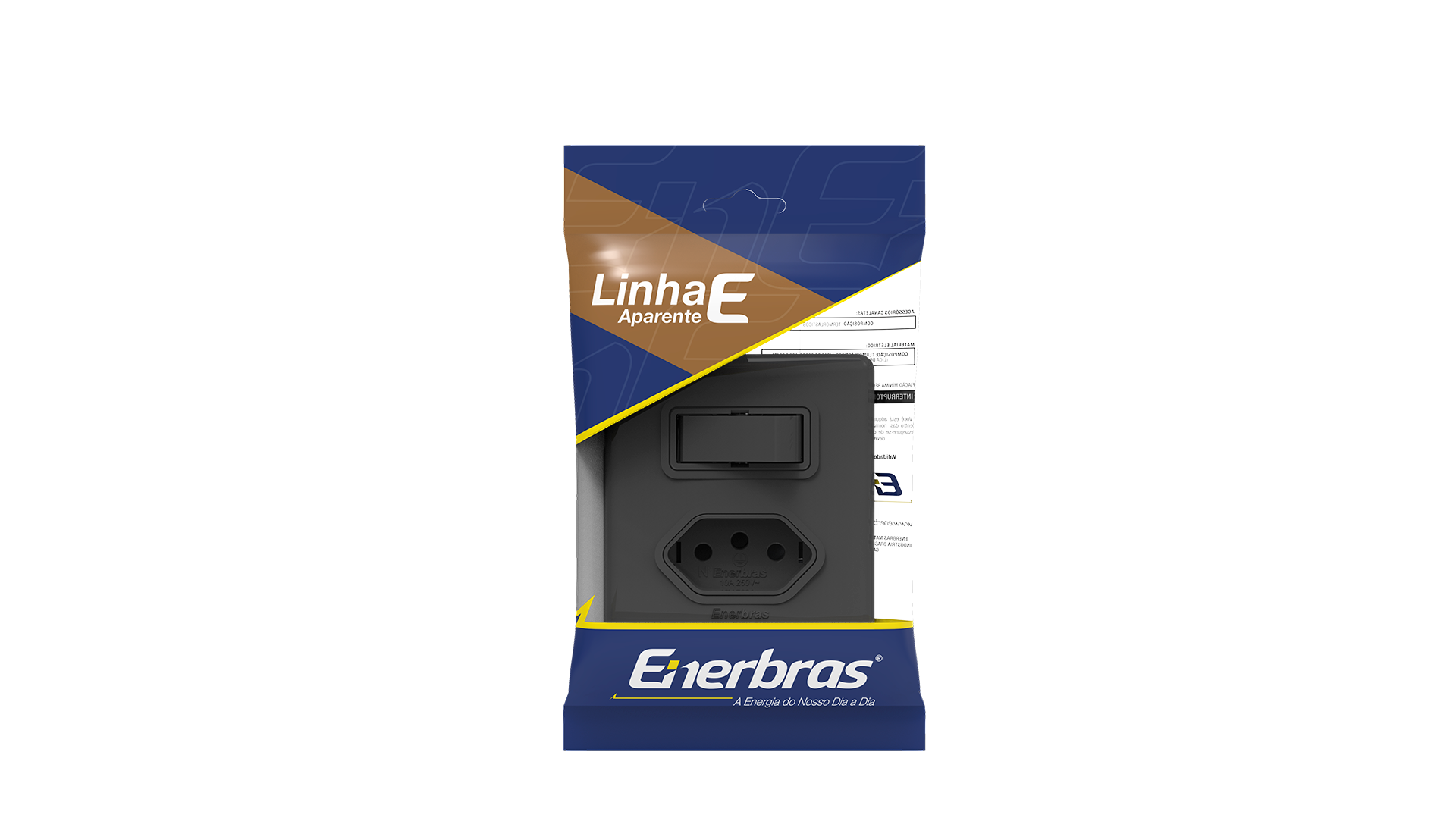 Conjunto interruptor 1 tecla paralelo + tomada 10A
