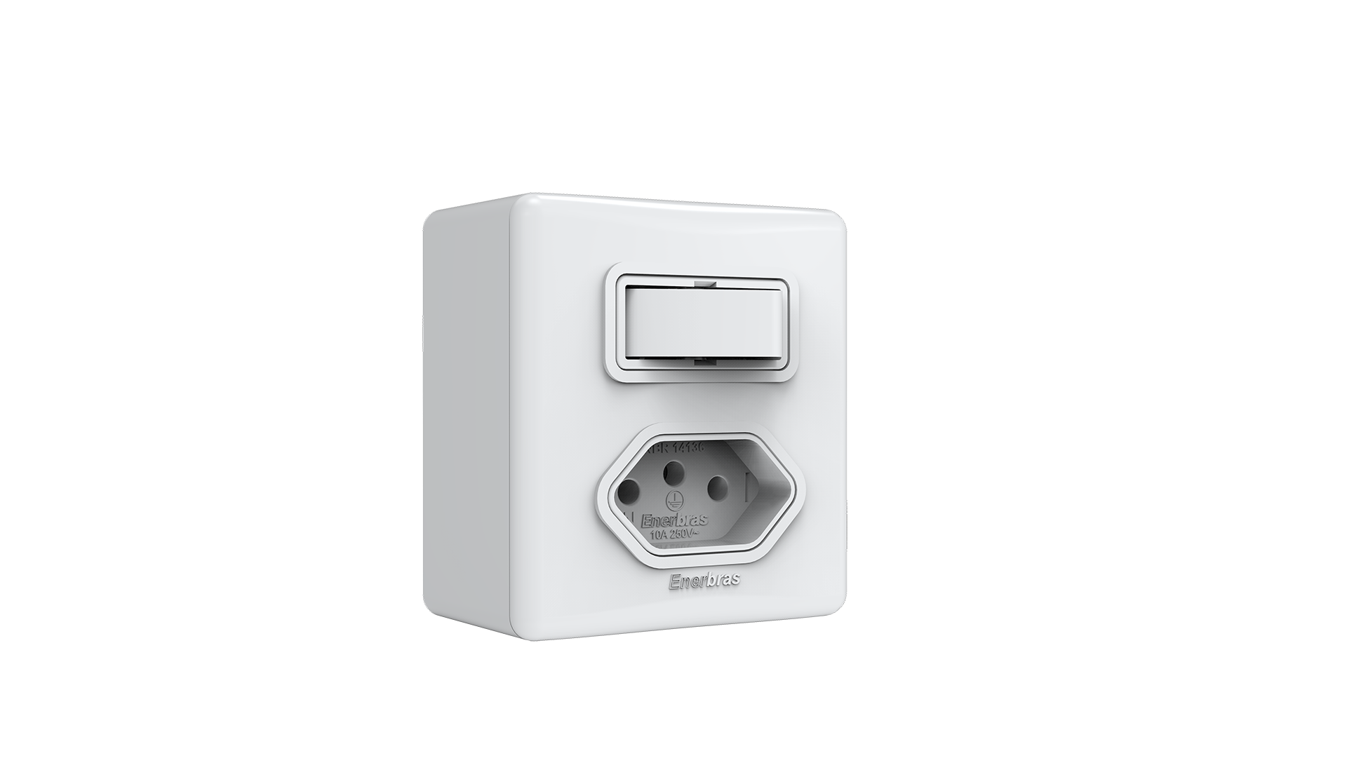 Conjunto interruptor 1 tecla simples + tomada 10A