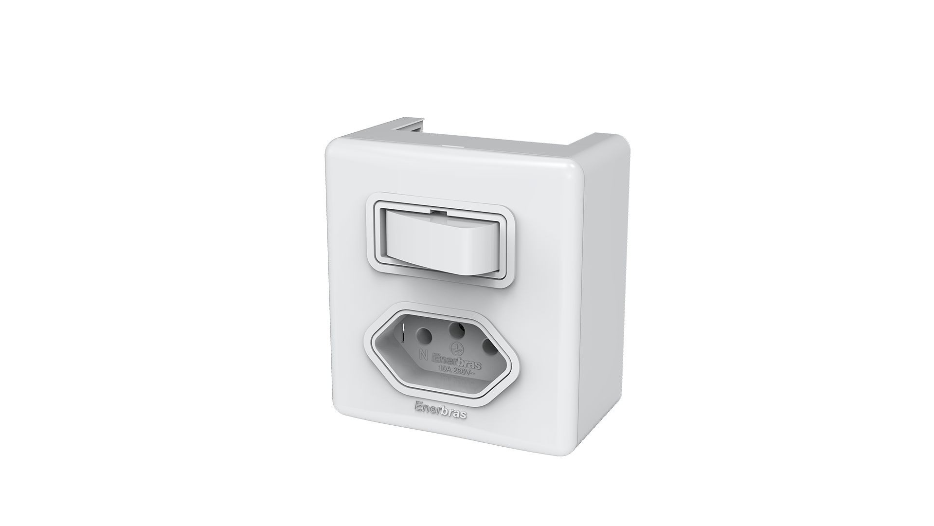 Conjunto interruptor 1 tecla simples + tomada 10A