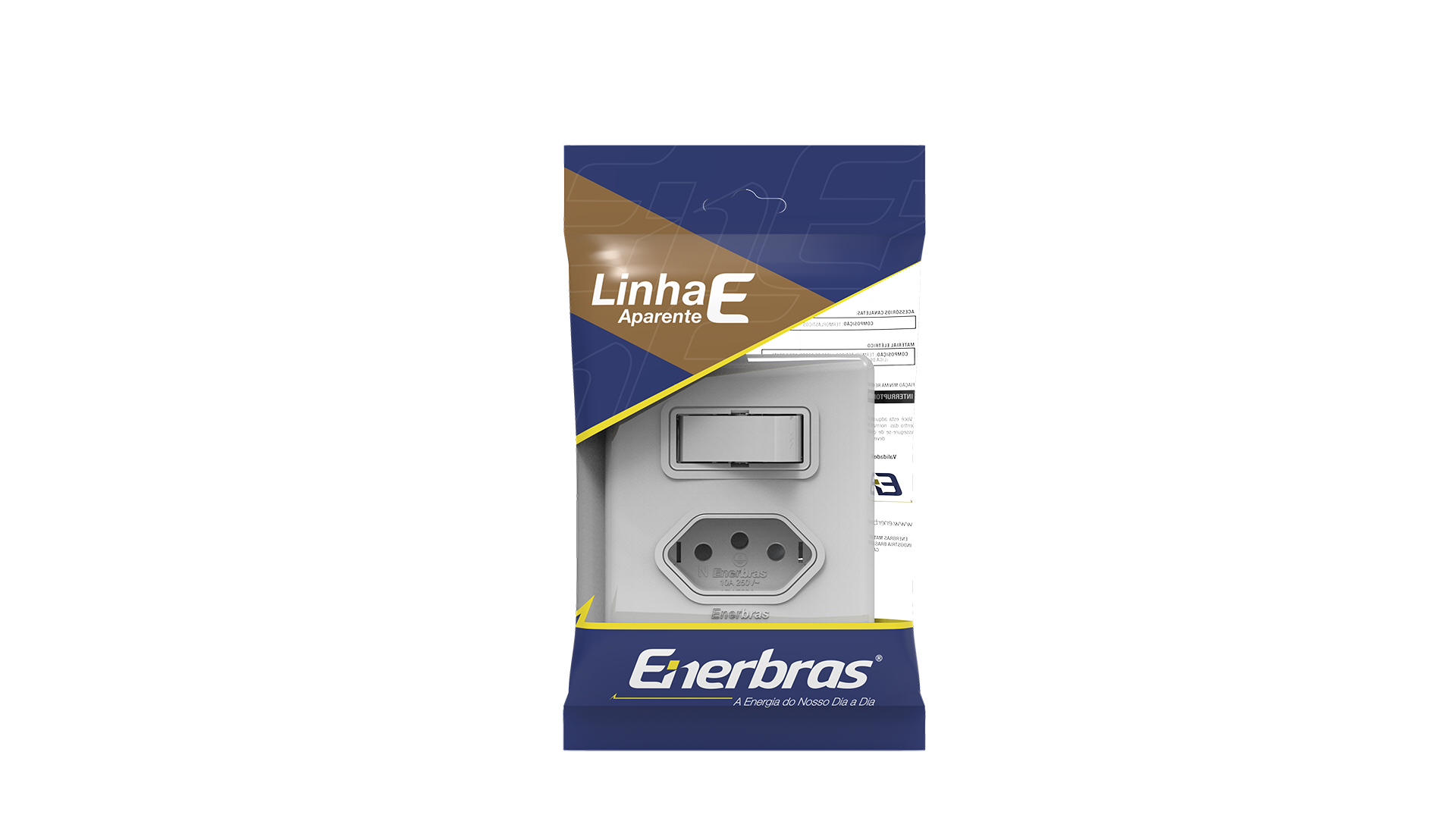 Conjunto interruptor 1 tecla simples + tomada 10A