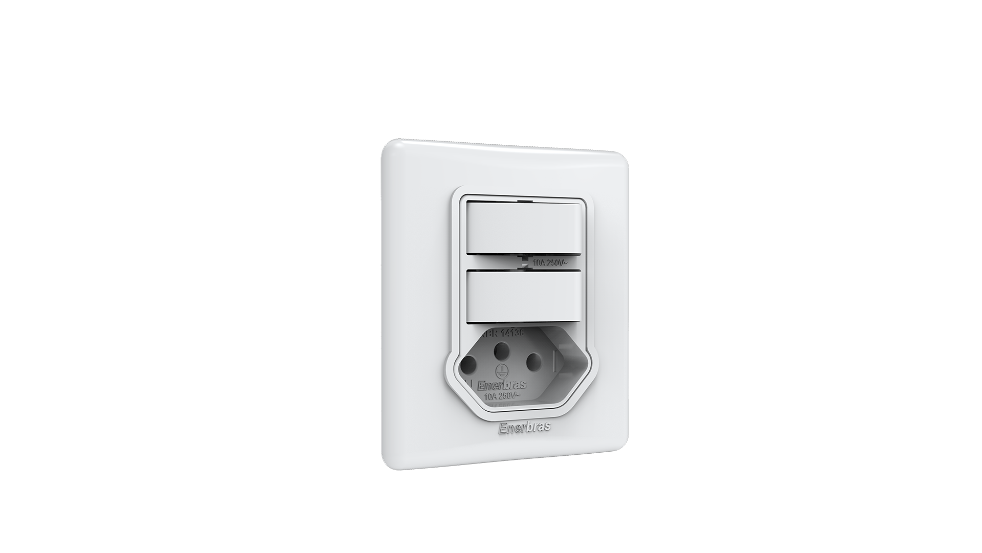 Conjunto interruptor 2 teclas paralelo + tomada 10A