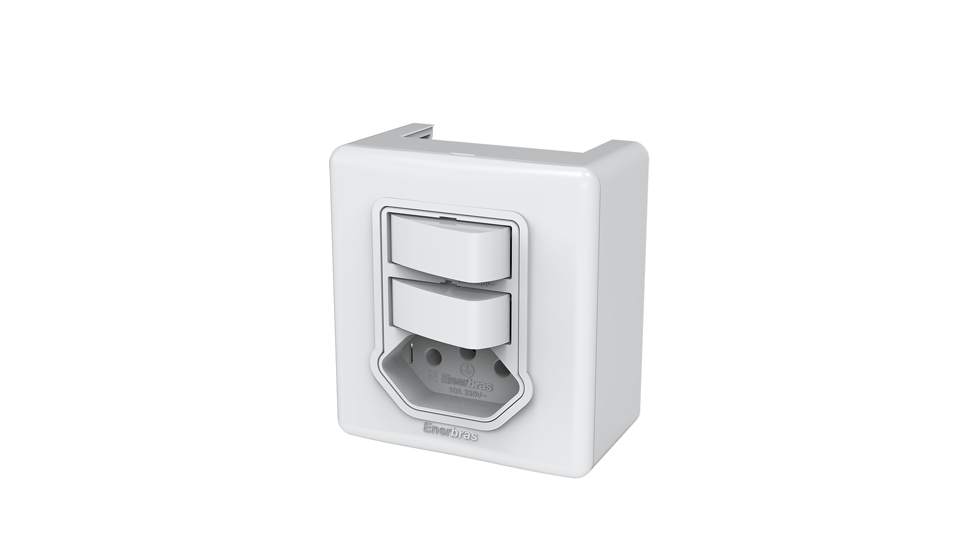 Conjunto interruptor 2 teclas simples + tomada 20A