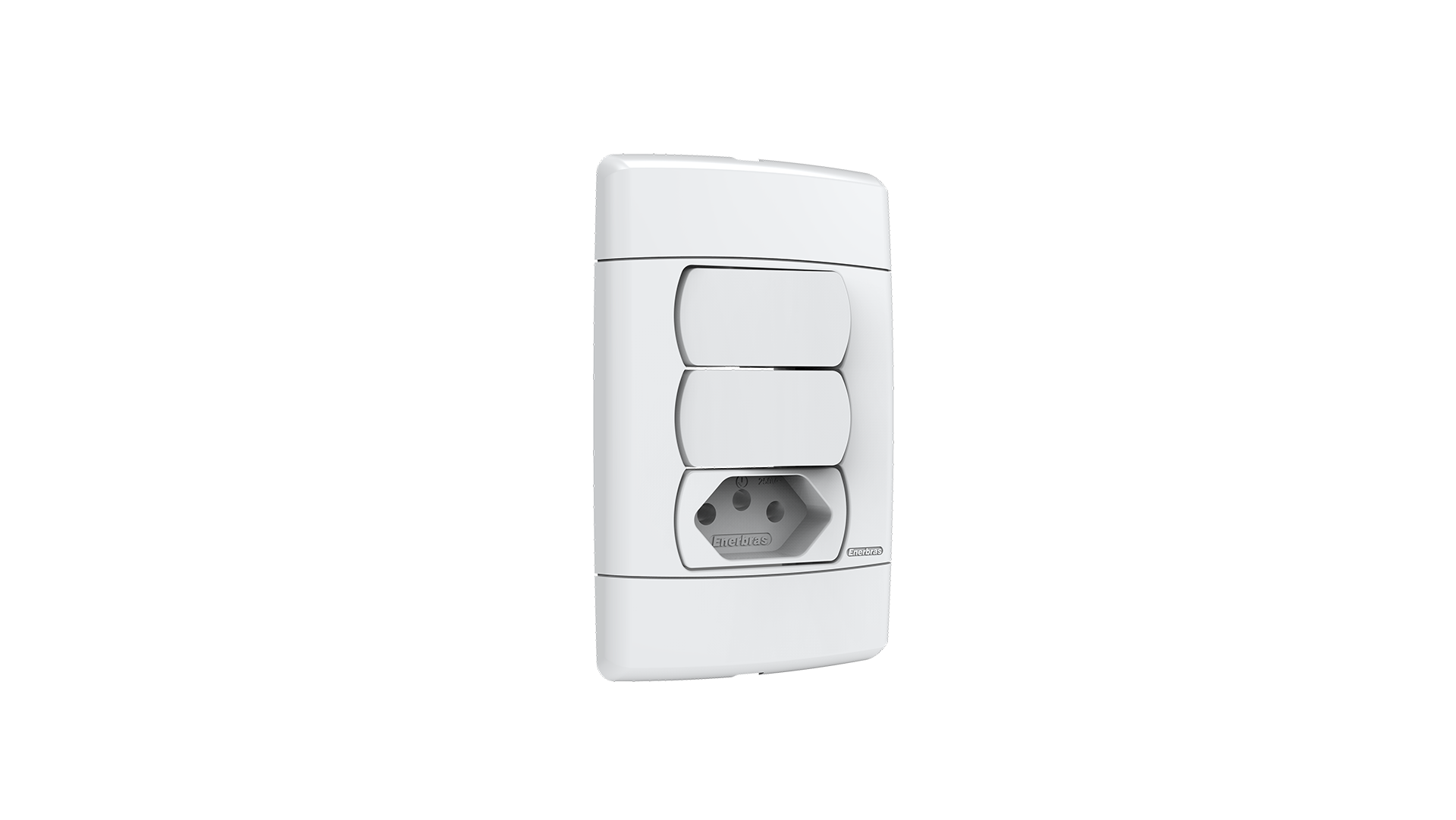 Conjunto interruptor 2 teclas simples + tomada 20A