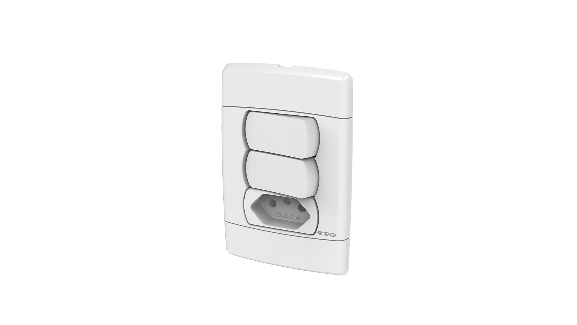 Conjunto interruptor 2 teclas simples + tomada 20A