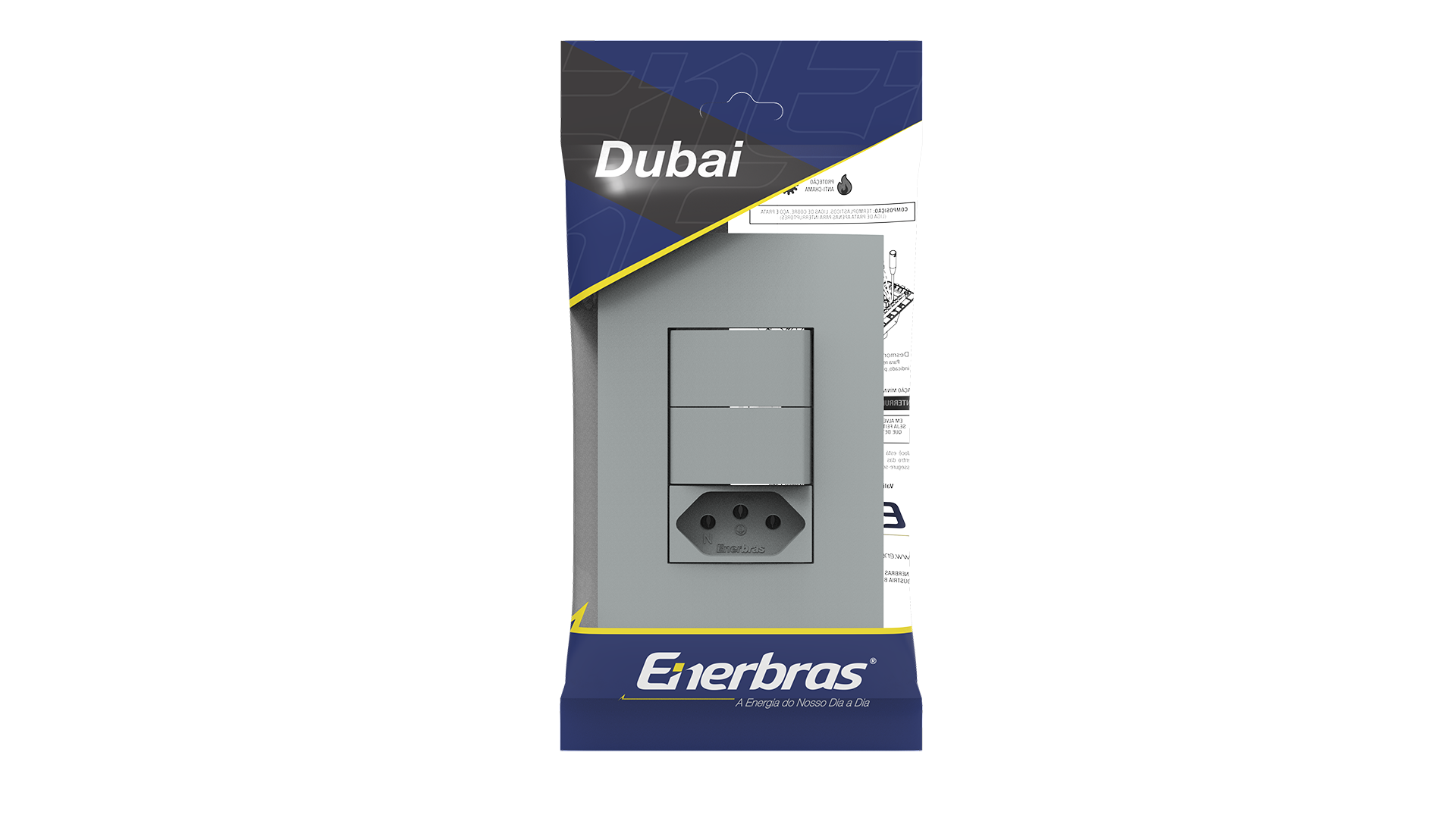 Conjunto interruptor 2 teclas paralelo 10A + tomada 20A 250v~