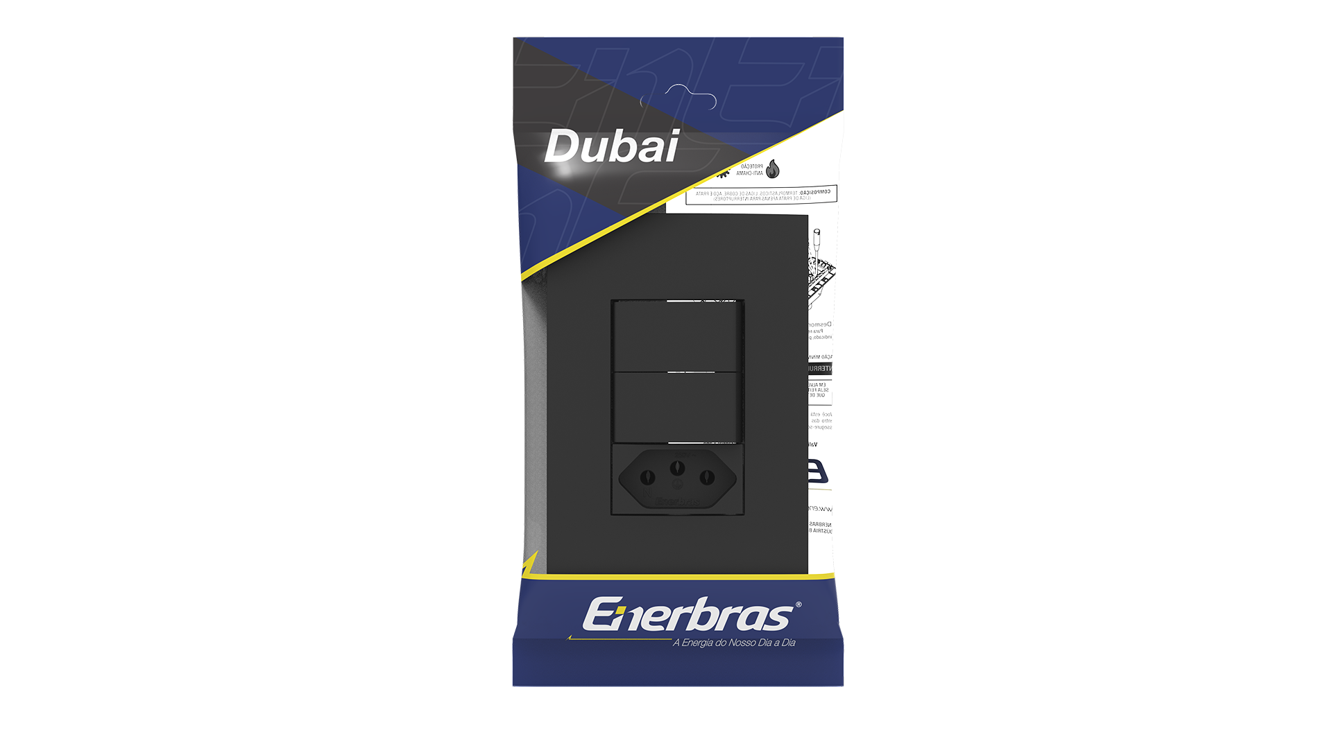 Conjunto interruptor 2 teclas simples 10A + tomada 20A 250v~