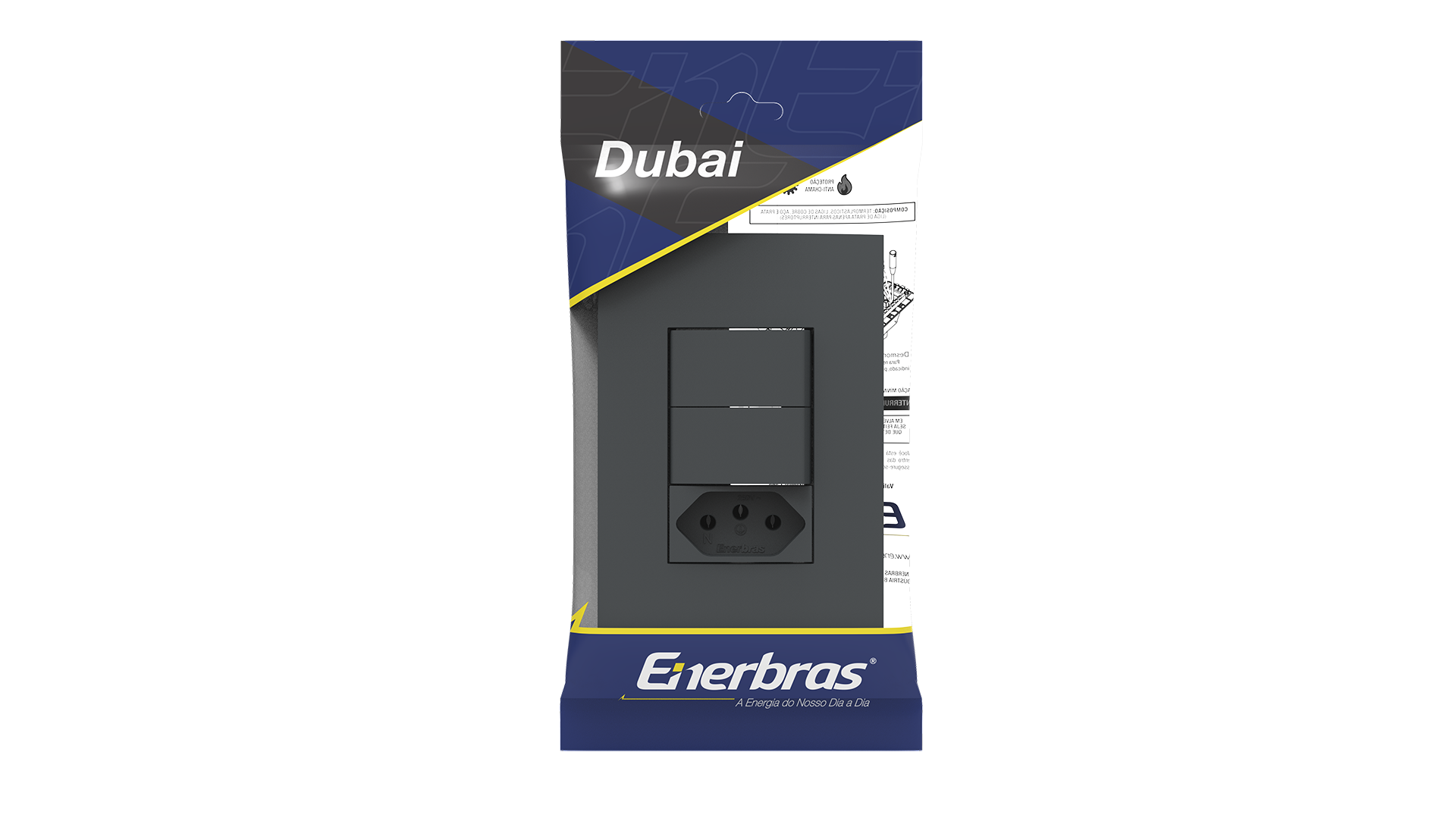 Conjunto interruptor 2 teclas simples 10A + tomada 20A 250v~