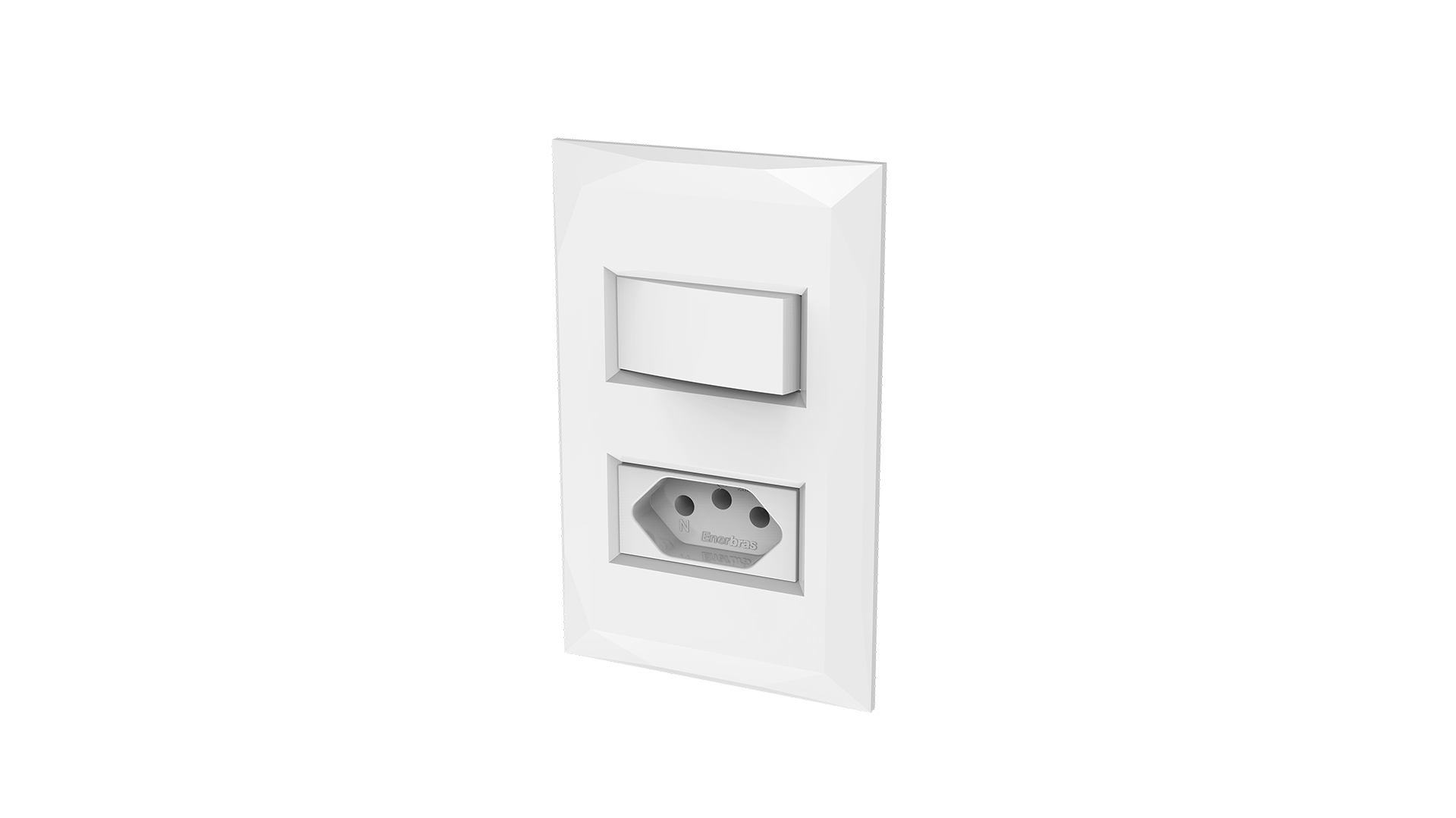 Conjunto interruptor 1 tecla paralela + tomada 10A