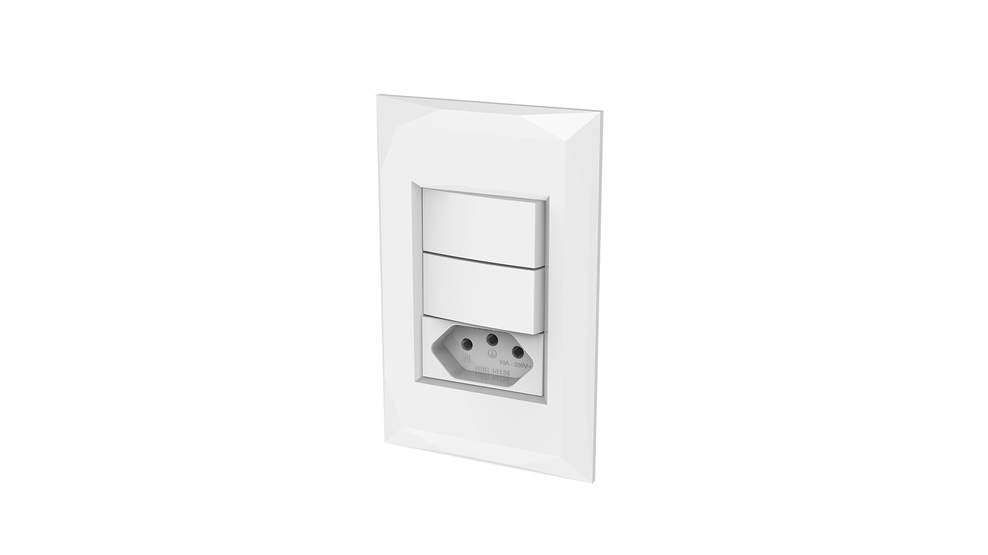 Conjunto interruptor 2 teclas paralelo + tomada 10A