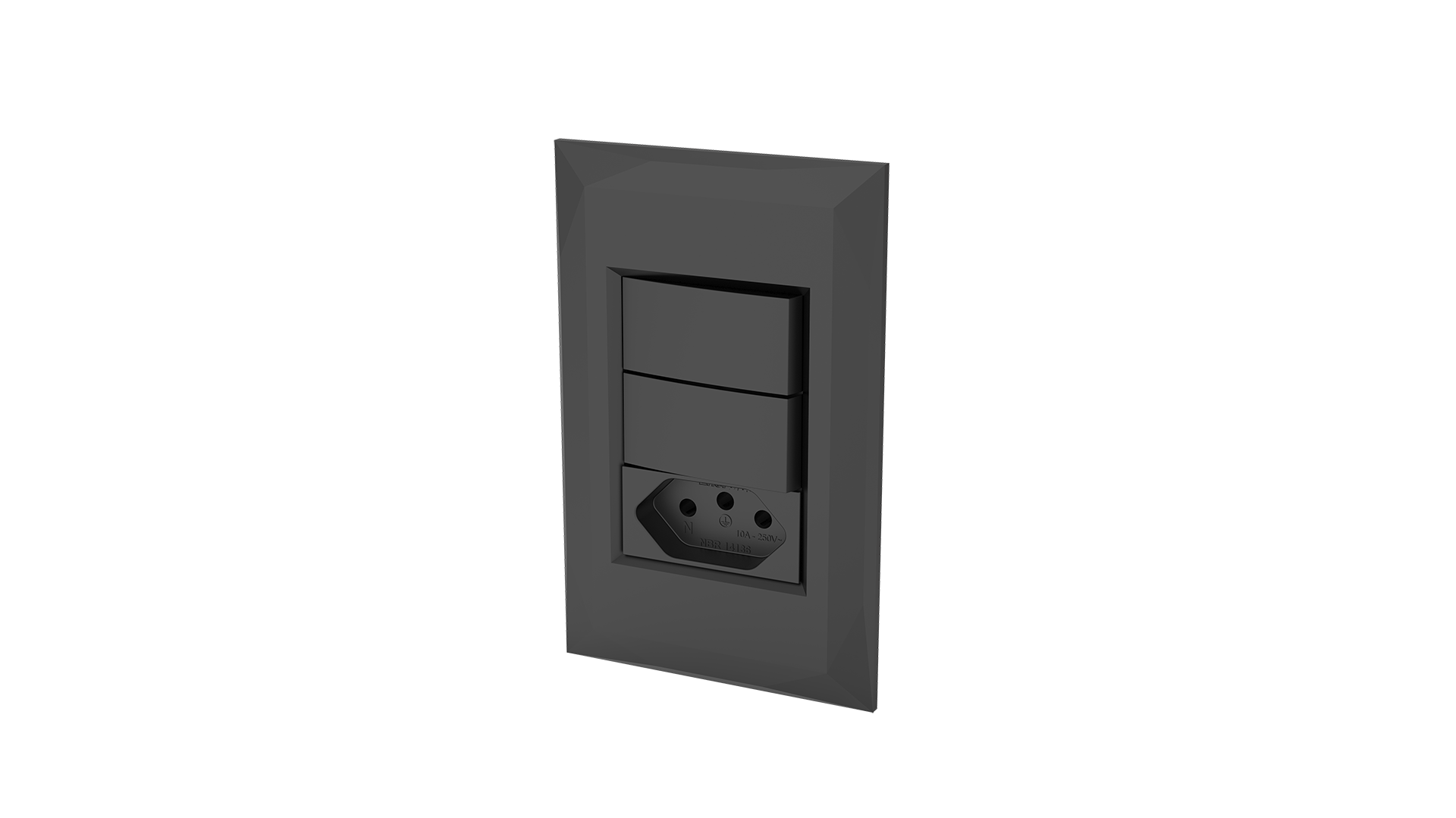 Conjunto interruptor 2 teclas paralelo + tomada 10A