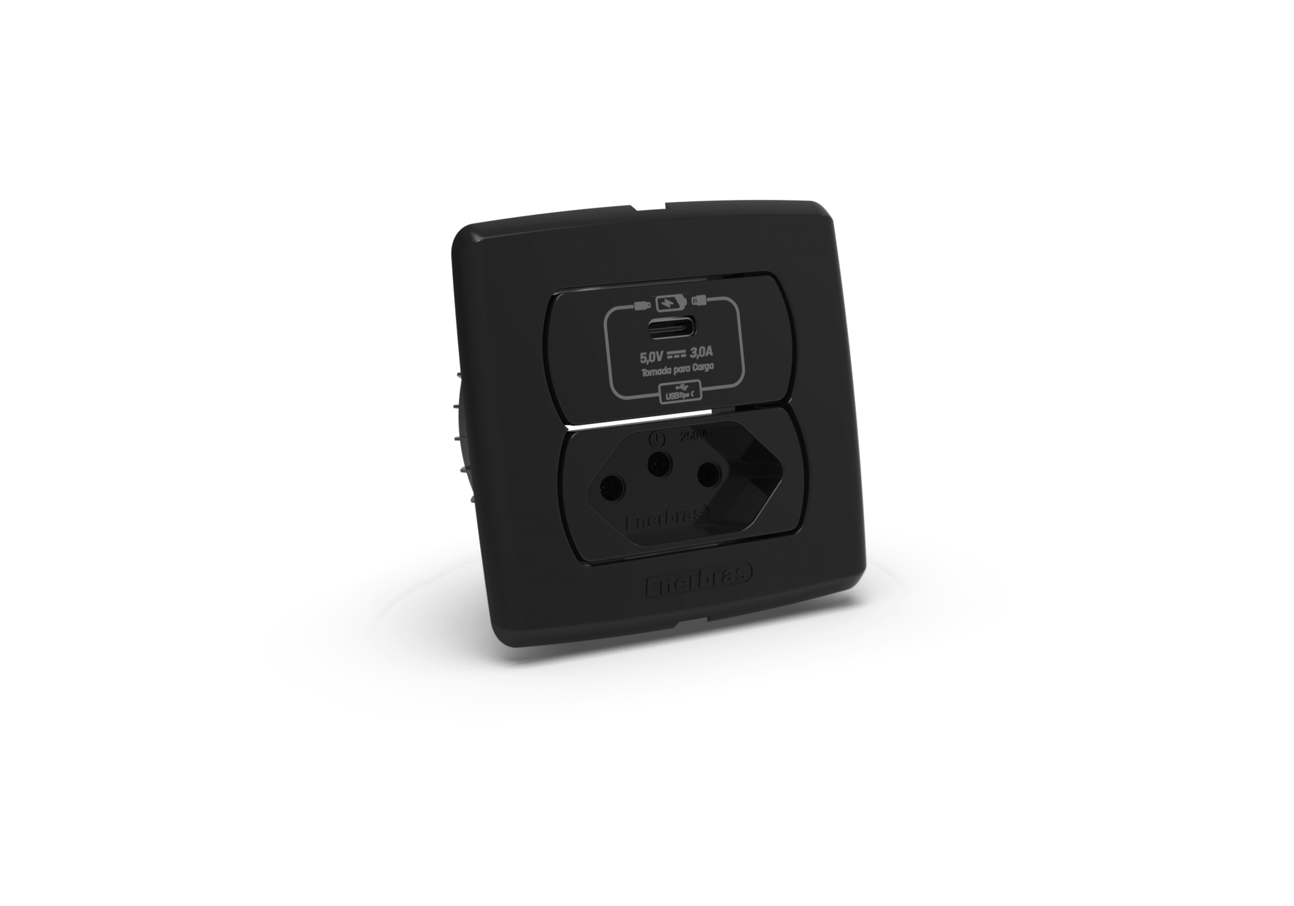 Conjunto tomada recarga USB tipo C + Tomada 10A